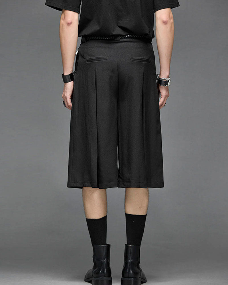 Modern Japanese Wide Leg Pleated Shorts