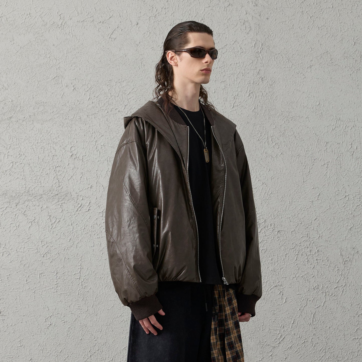 Deconstructed PU Oversized Puffer Jacket