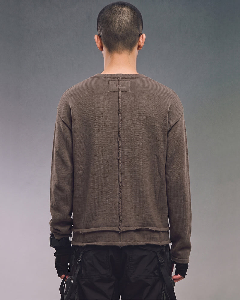 Post-Apocalyptic Faux Layer Buttoned Knit Cardigan