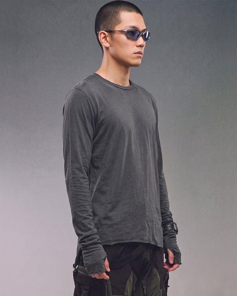 Wasteland Distressed Asymmetric Long Sleeve T-Shirt
