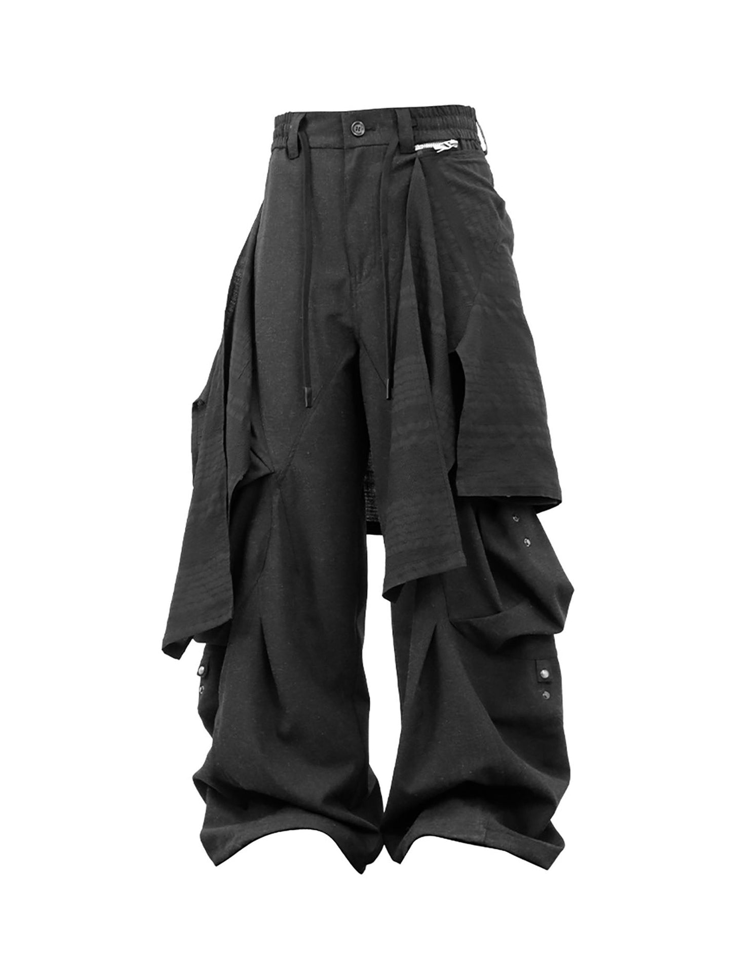 Detachable Drape Linen-Blend Cargo Dark Gray