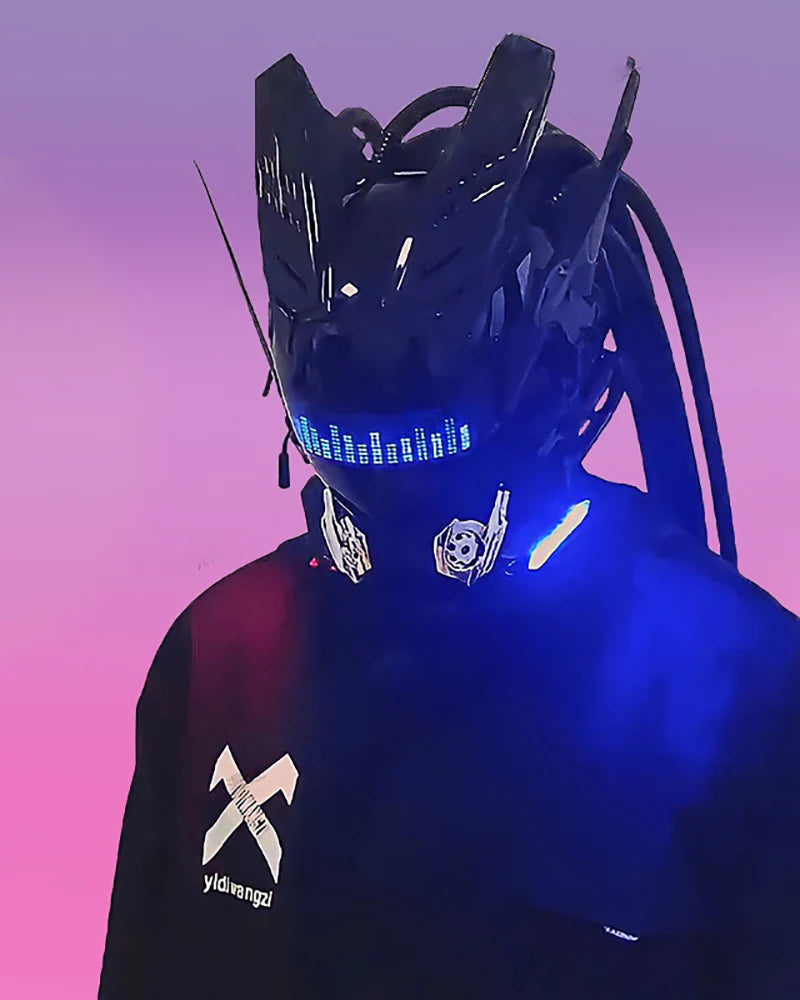 Rhythm Cyberpunk Helmet Mask ( Customizable Text And Image Available)