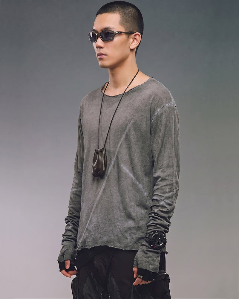 Wasteland Distressed Washed Thumbhole Long Sleeve Tee