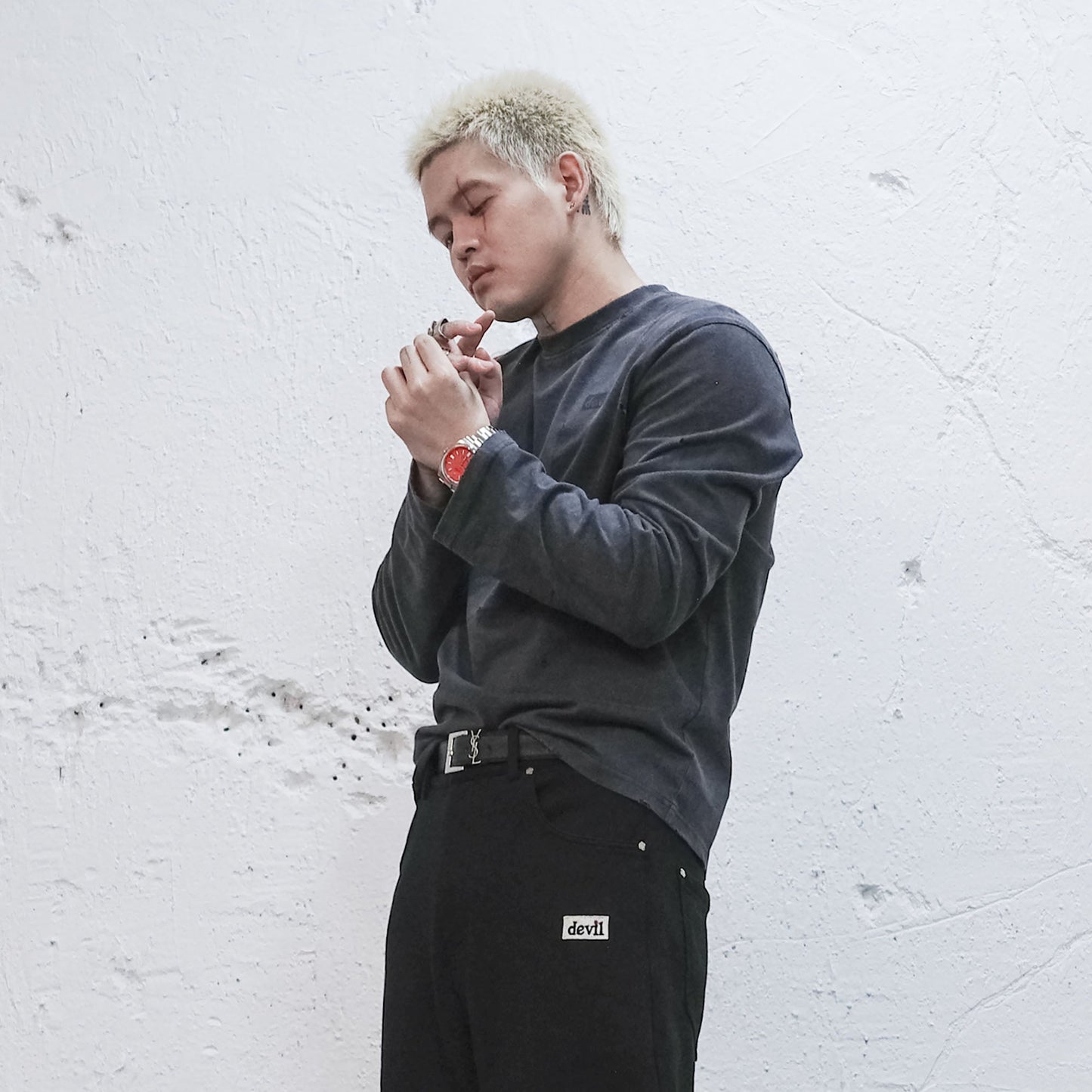 Devil Distressed Long-Sleeve Tee