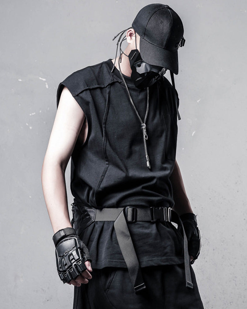 Functional Techwear Patchwork Sleeveless T-Shirt