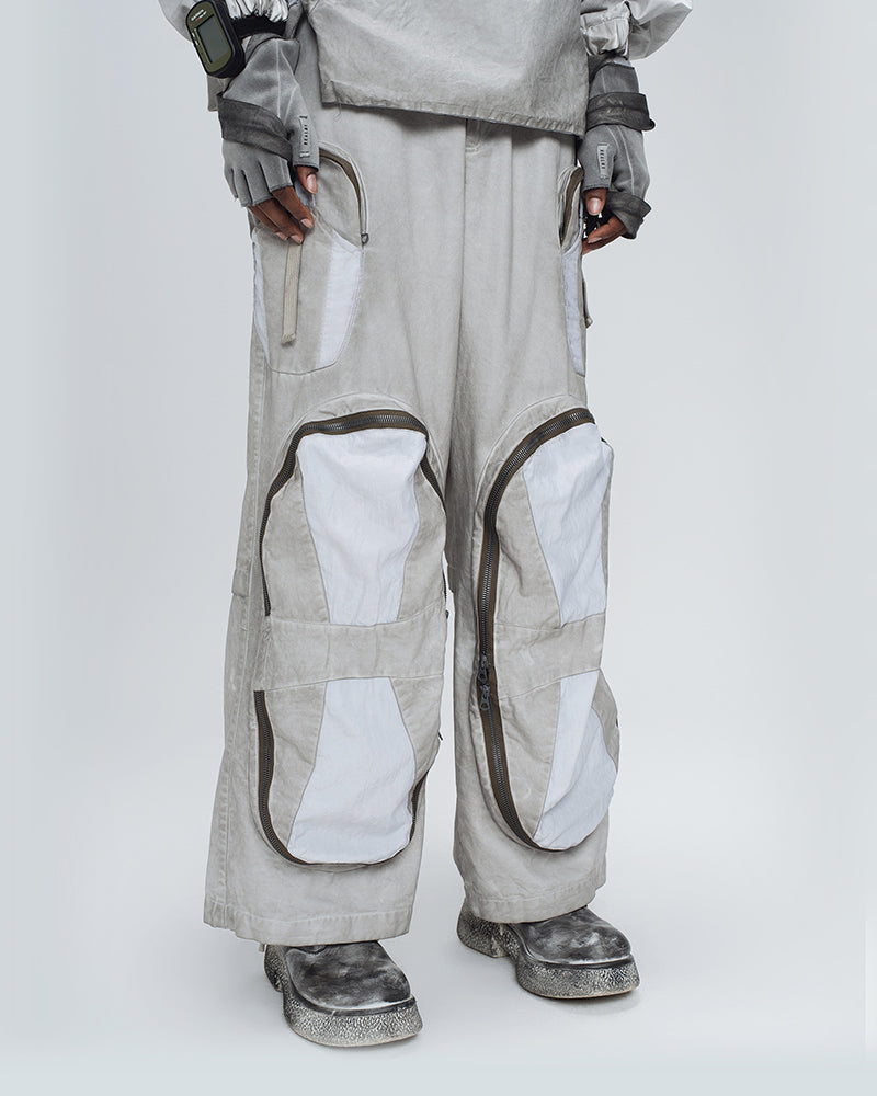 Post-Apocalyptic Multi-Pocket Patchwork Cargo Pants