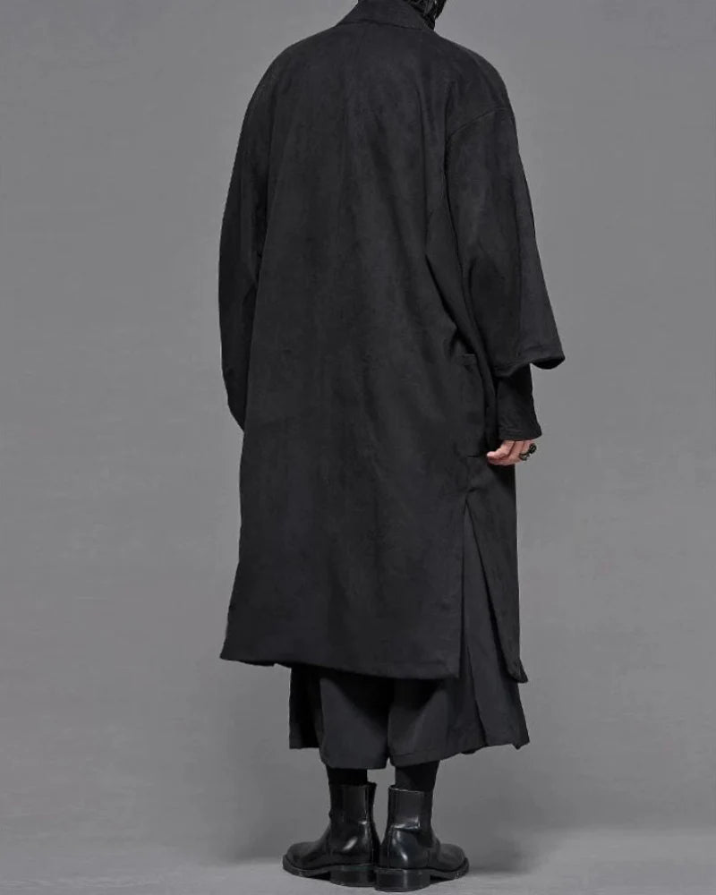 Modern Japanese Suede Long Kimino Jacket