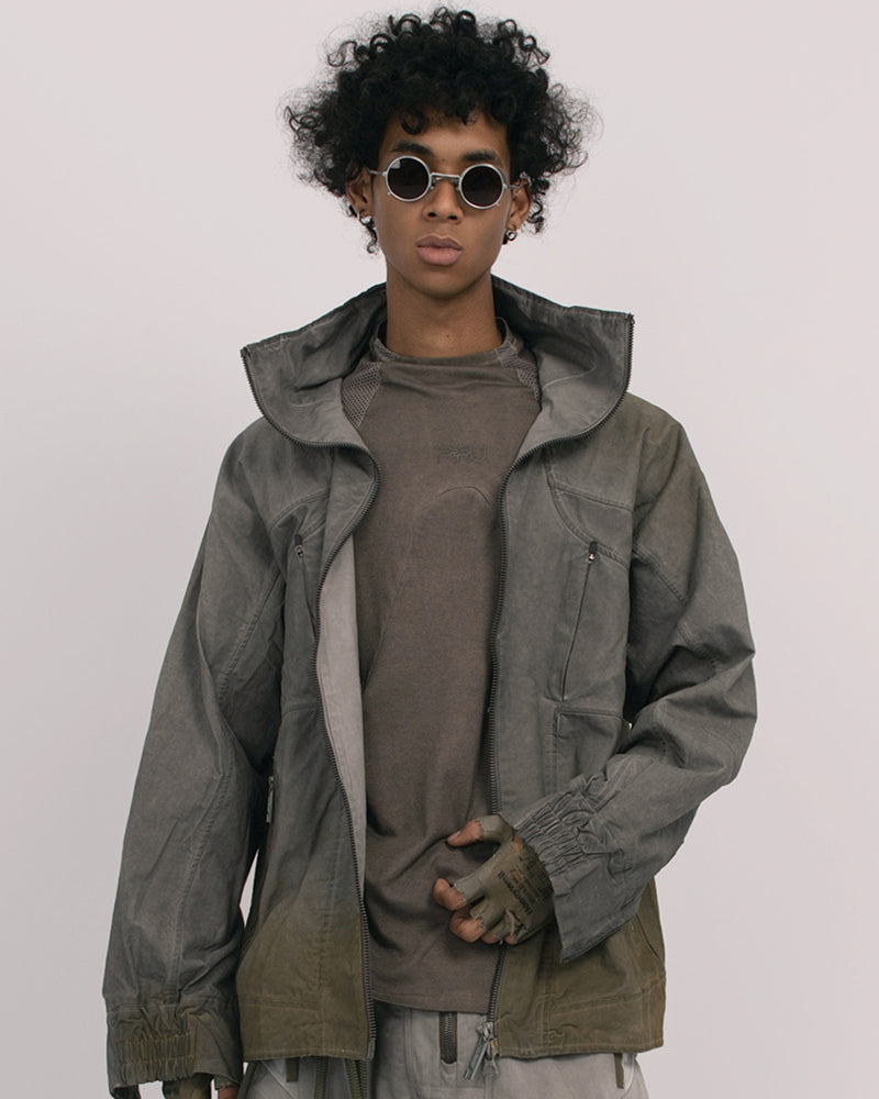 Washed Utility Multi-Zip Tech Jacket