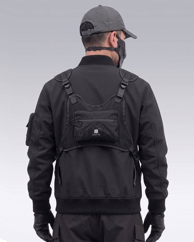Functional Fake Two Piece Backpack Bomber Jacket