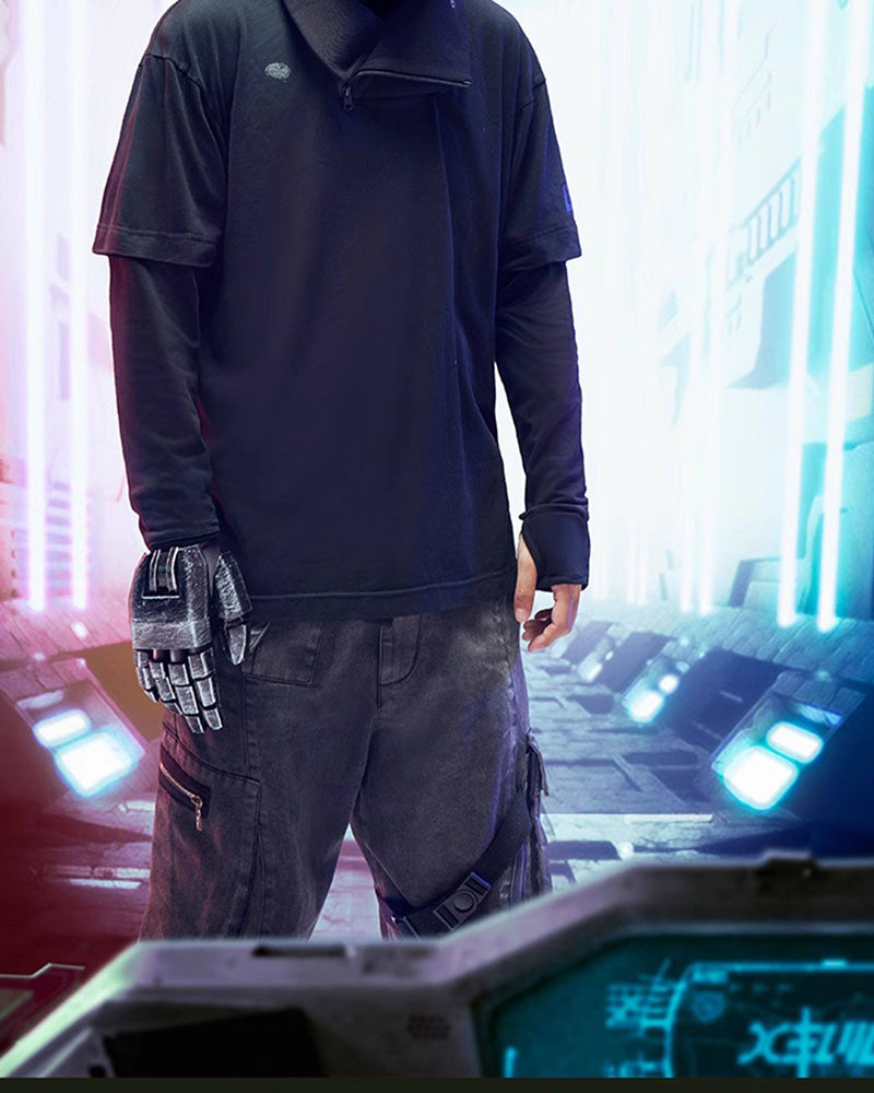 Cyberpunk Outfits Iron Warrior Fake Two Pieces T-Shirt