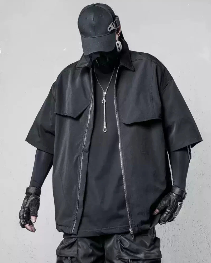 Functional Zip-Up Short Sleeve Shirt