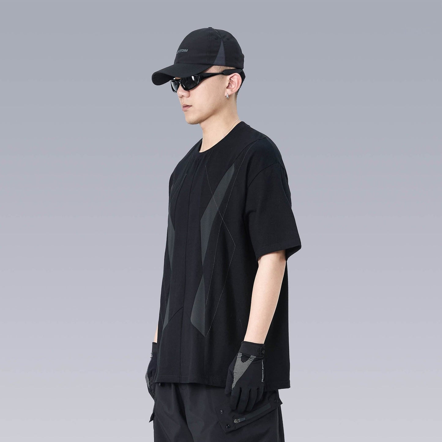 Geometric Spliced Mesh T-Shirt