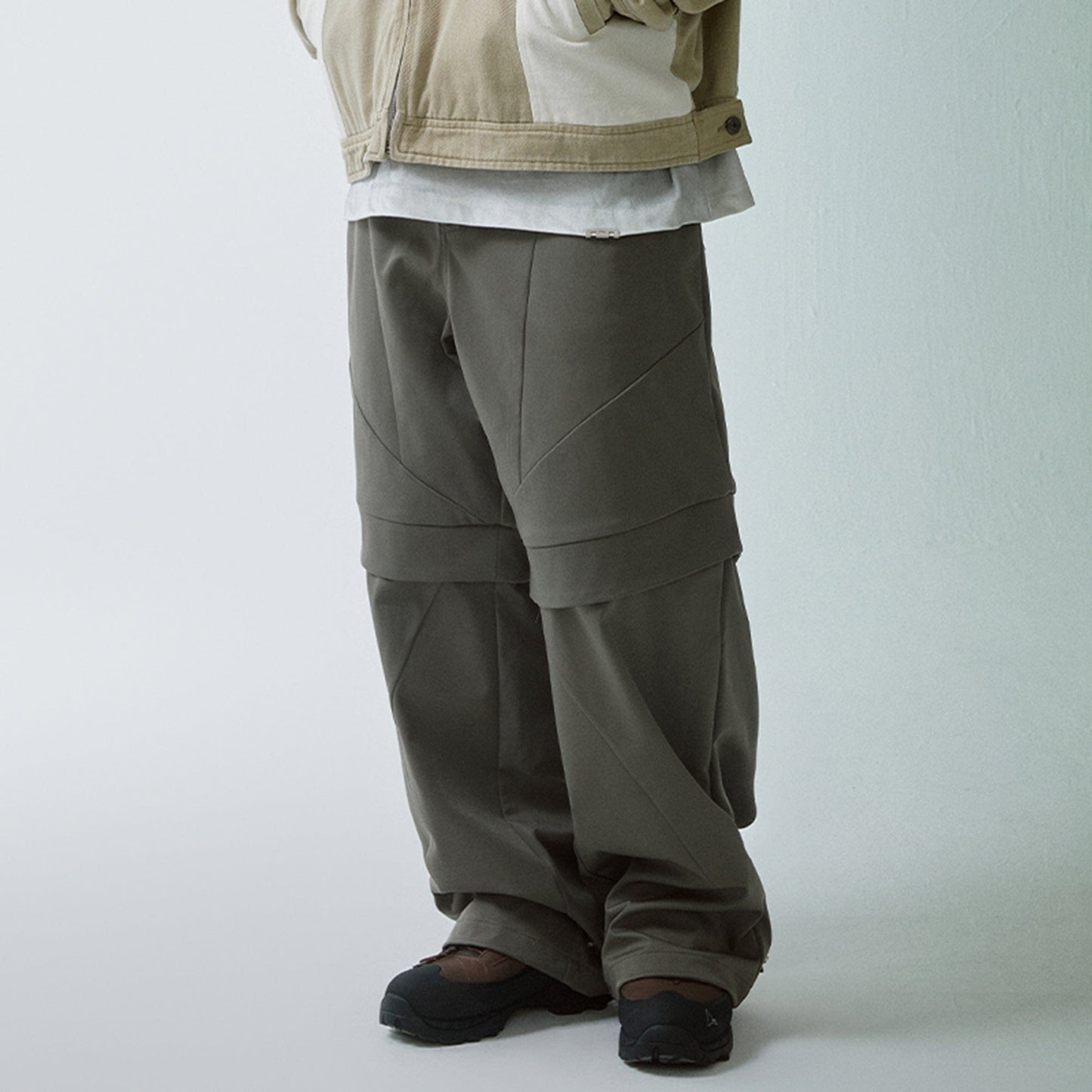 Modern Deconstructed Double-Knee Rivet Pants