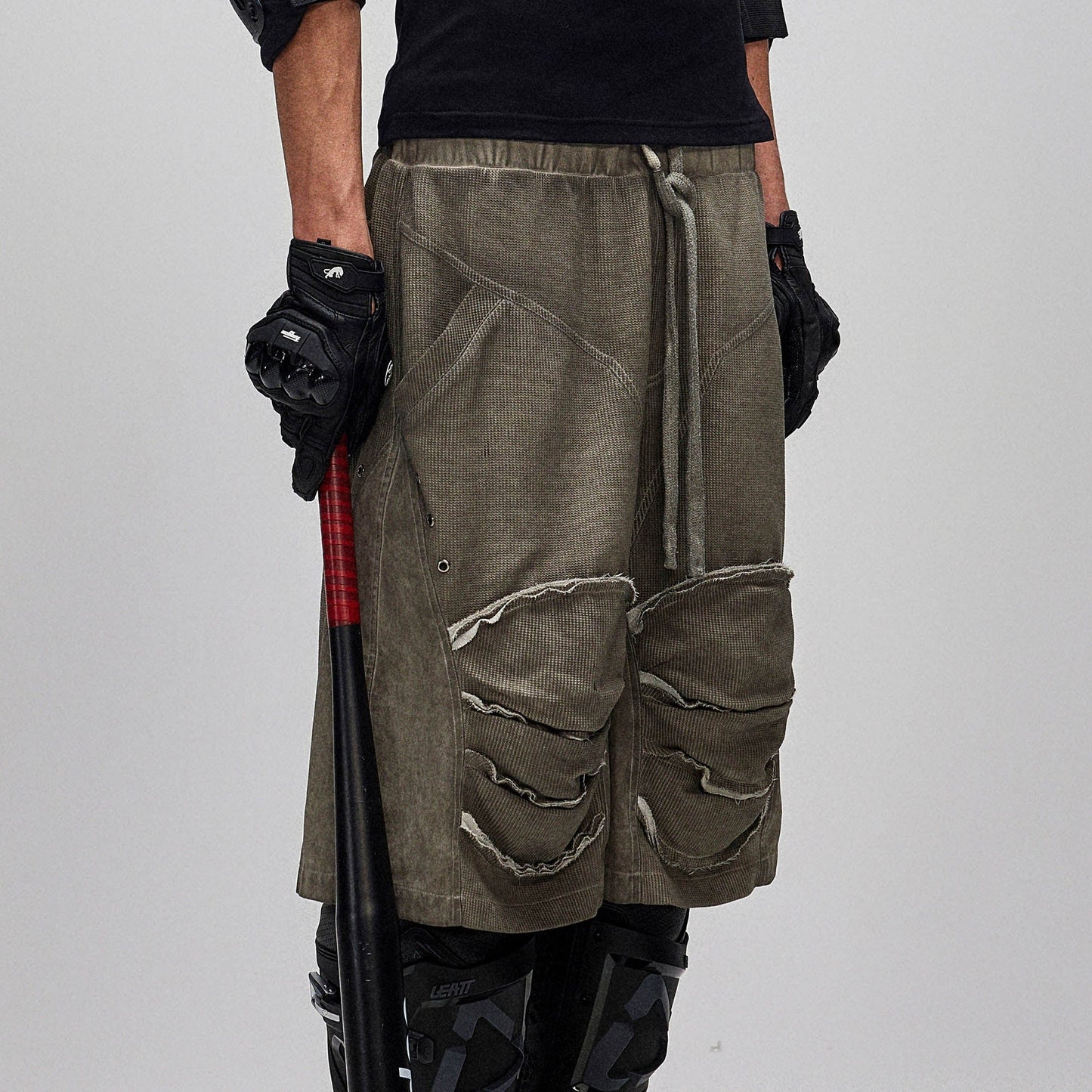 Dirty Fit Layered Frayed Knee Shorts