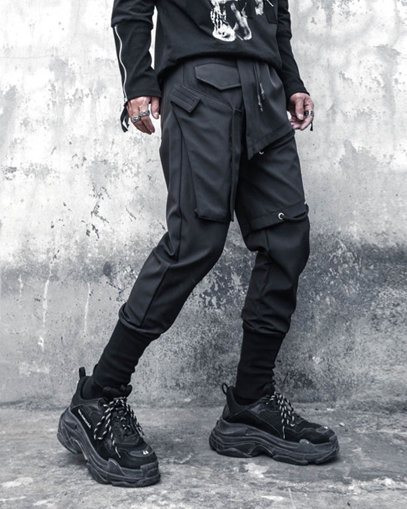 Techwear Drawstring Slim Cargo Pants