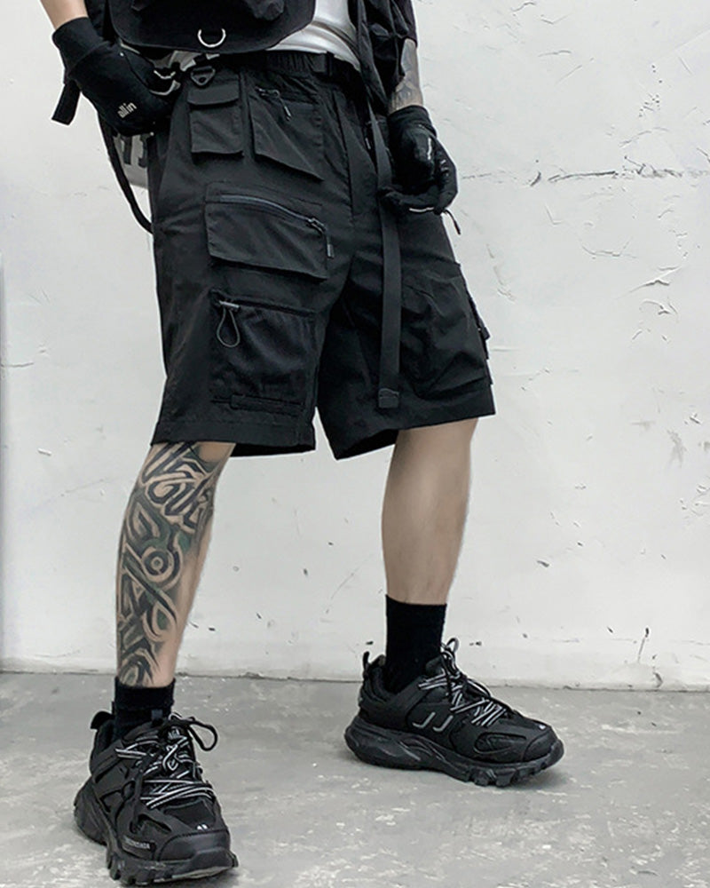 Functional Multi-Pocket Zip Cargo Shorts