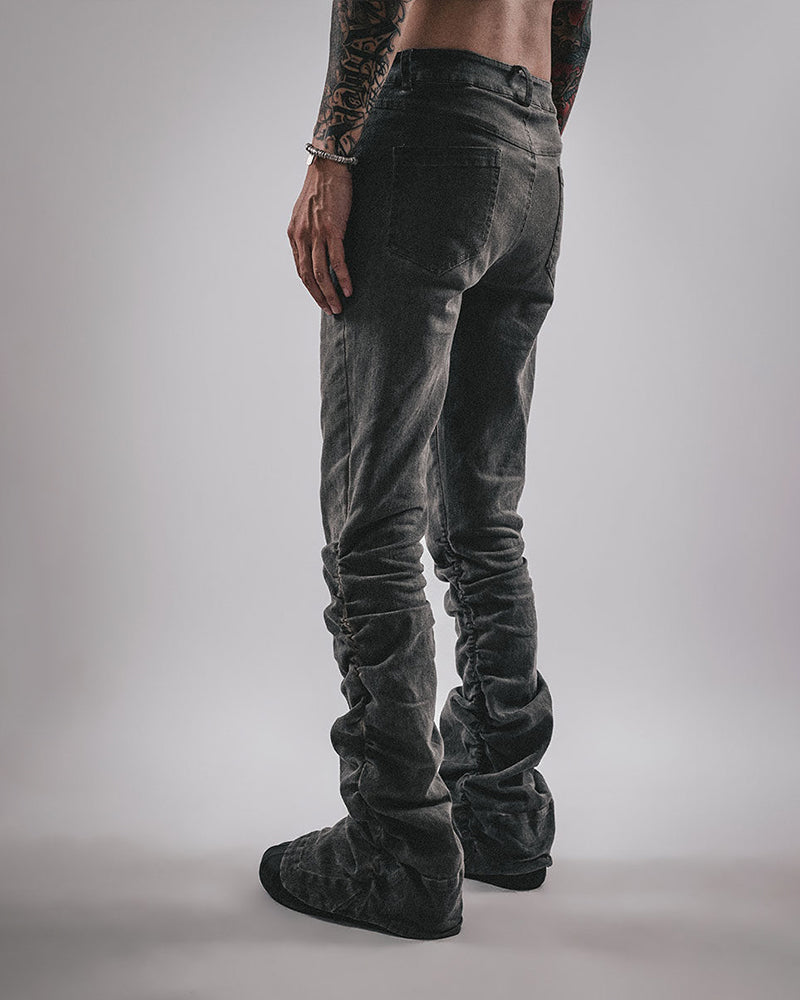 Post-Apocalyptic Slim Fit Flare Horseshoe Denim Pants