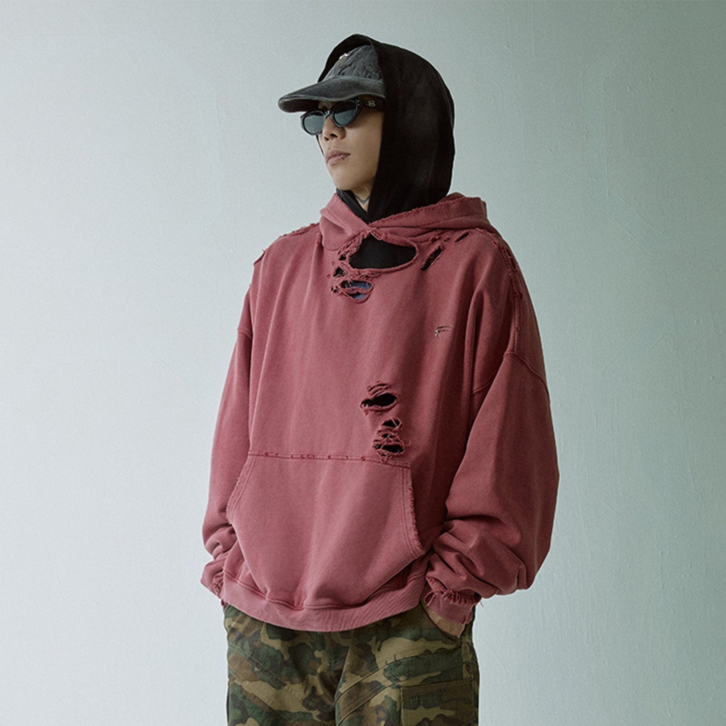 Essential Oversized Distressed Hoodie