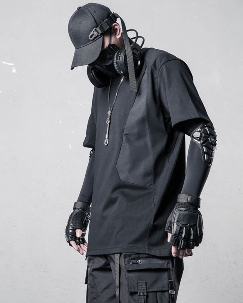 Techwear Patchwork Zipper T-Shirt