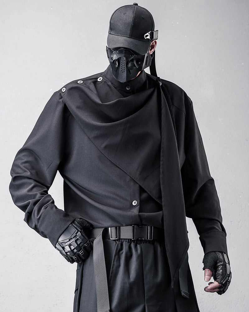 Darkwear Style Japanese Draped Scarf Shirt