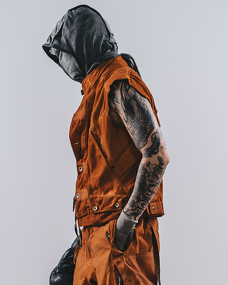 Post‑Apocalyptic Dirty Wash Utility Vest
