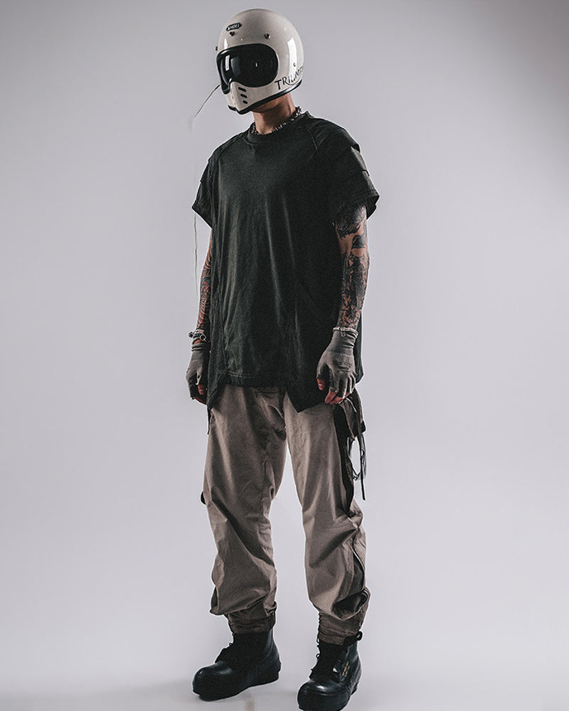 Post-Apocalyptic Asymmetric Raw-Cut T-Shirt