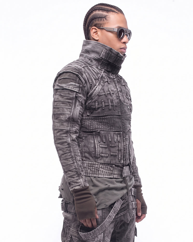 Wasteland Strap Distressed Washed Tactical Jacket