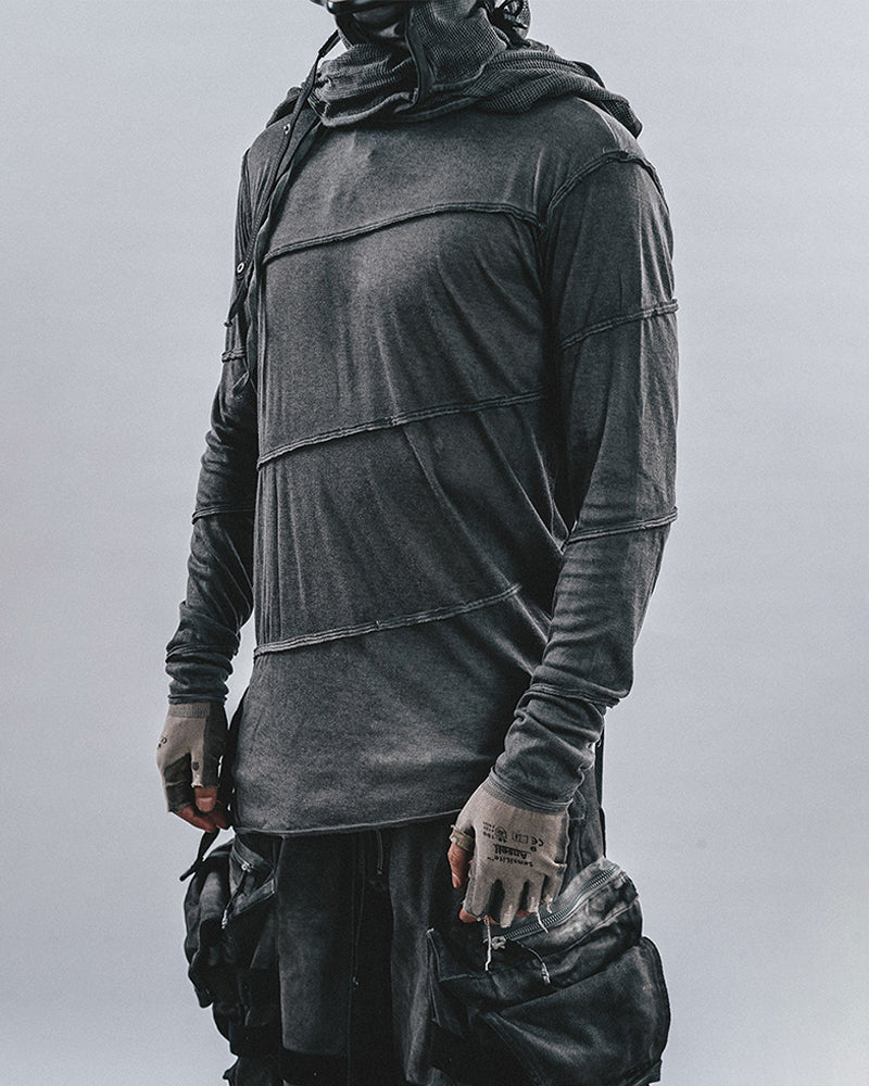 Spiral Cut Deconstructed Washed Long Sleeve T-Shirt