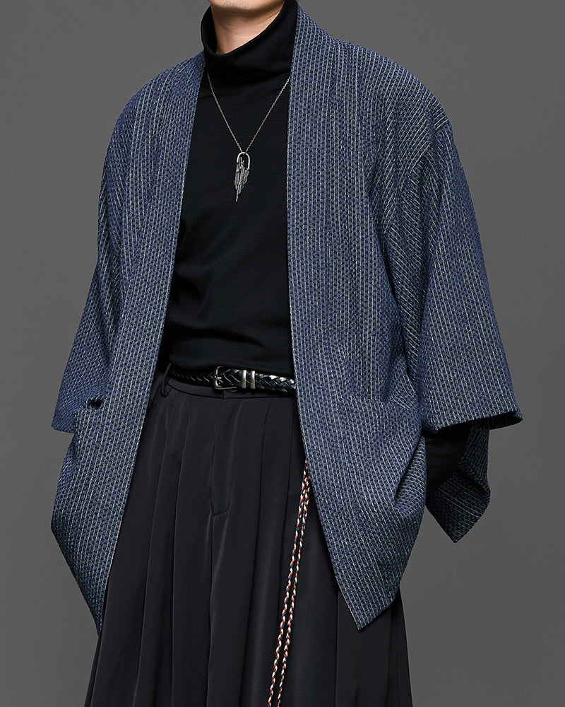 Japanese Woven Kimono-Style Cardigan Jacket