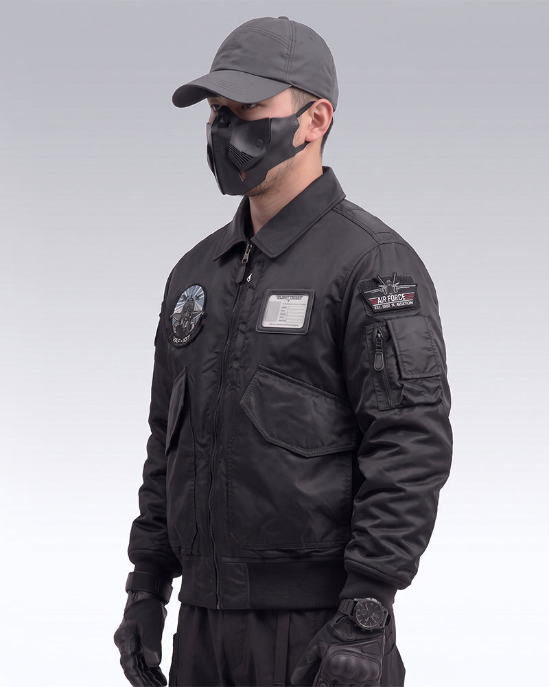 Futuristic Tactical Embroidered Patch Bomber Jacket