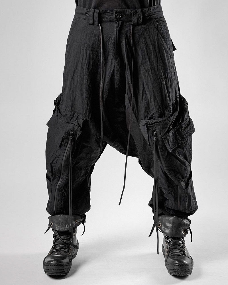 Wasteland Drop-Crotch Multi-Pocket Harem Pants