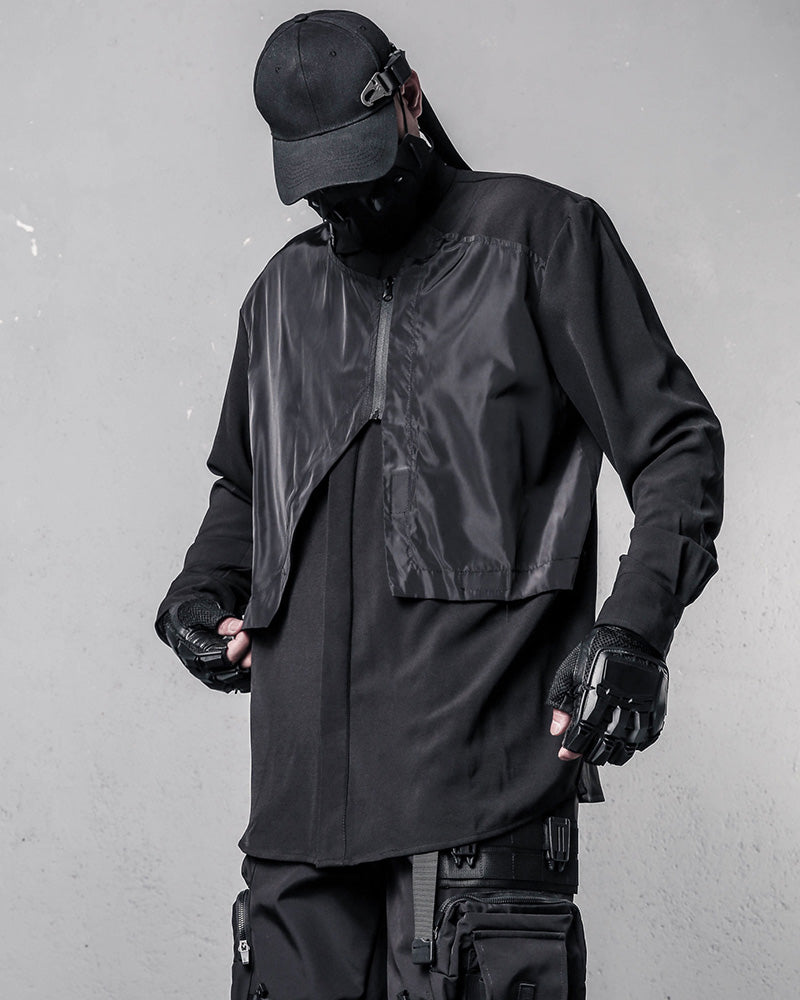 Techwear Asymmetric Layered Longline Shirt