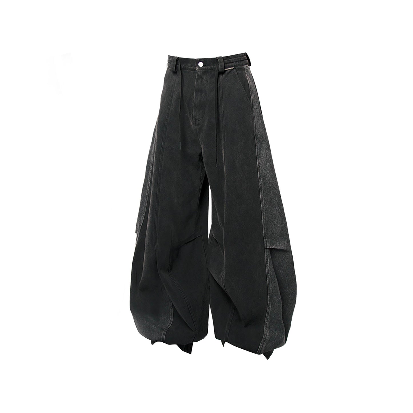 Detachable Plaid Back Flap Spliced Jeans