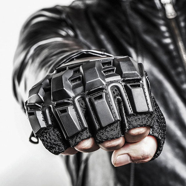 Cyberpunk Fingerless Heavy-Duty Gloves