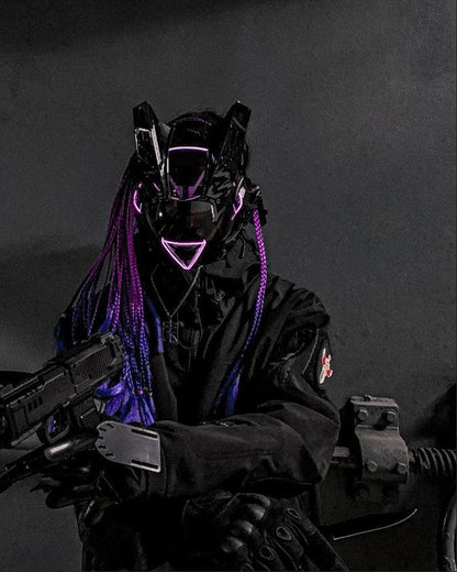 Night Game Dreadlocks Led Cyberpunk Helmet Mask