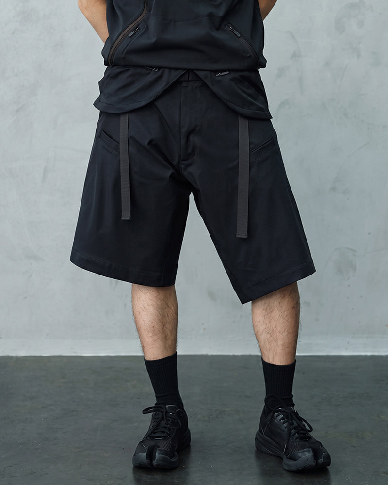 Apron-Panel Water-Repellent Techwear Cargo Shorts