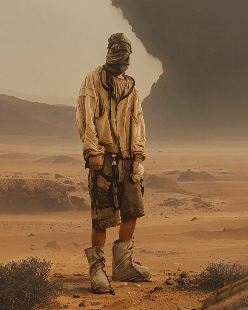 Dust-Bowl Distressed Utility Cargo Shorts