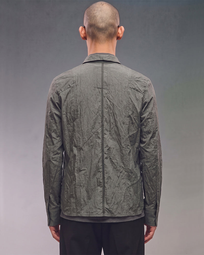 Wasteland Crinkled Asymmetric Patchwork Long Sleeve Shirt