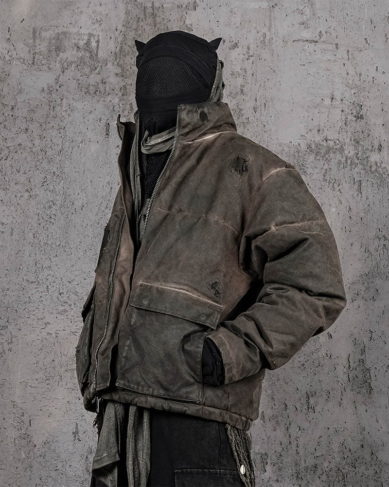 Distressed Wanderer Patchwork Padded Jacket