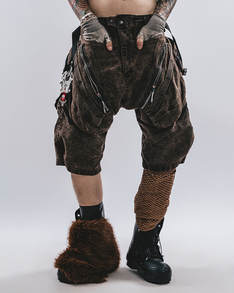 Zip-Pocket Panel Wasteland Shorts