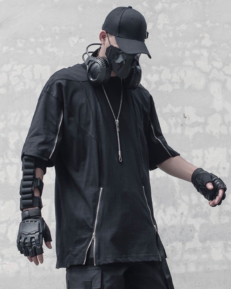 Functional Multi-Zip Streetwear T-Shirt