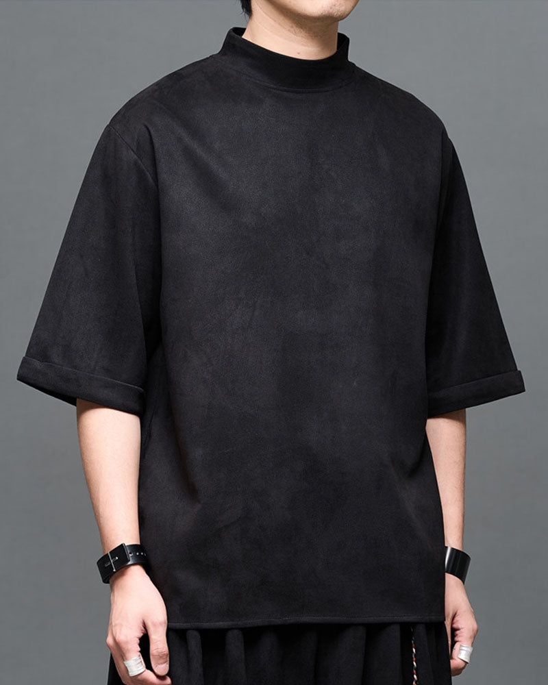 Modern Japanese Mock Neck T-Shirt