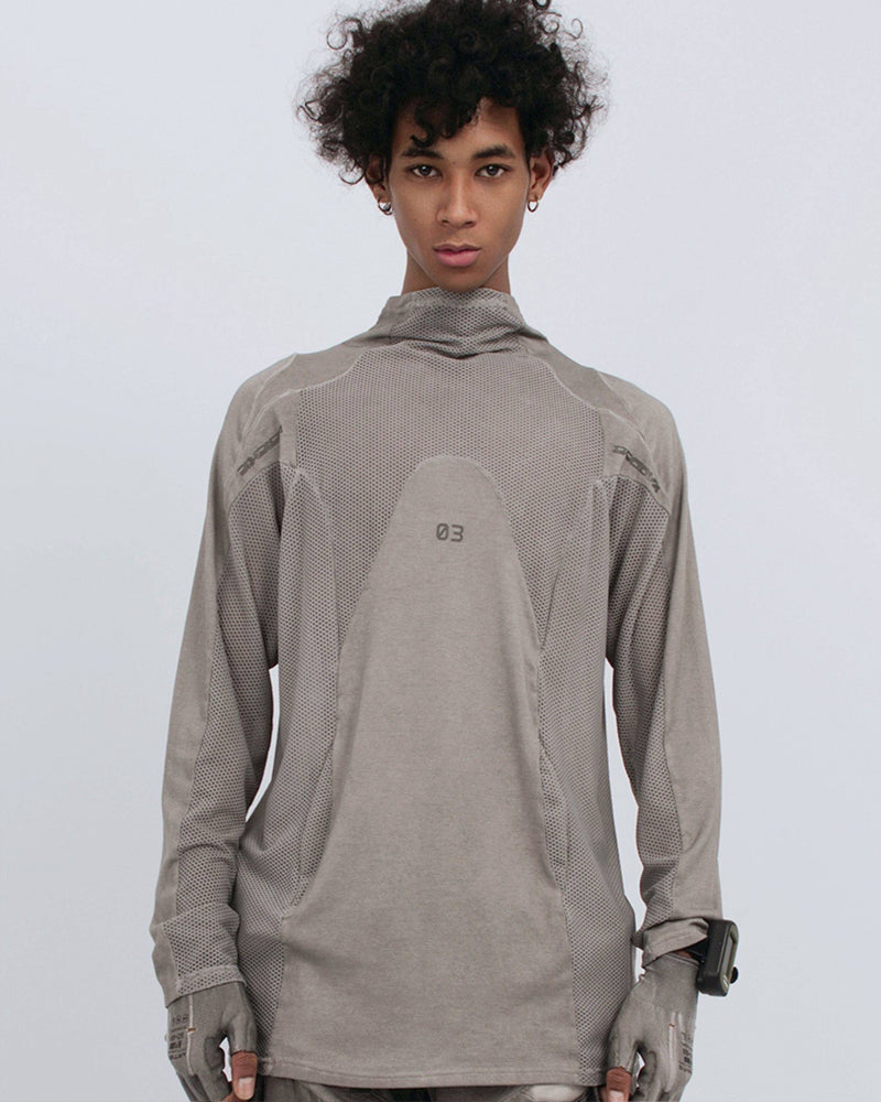 Techwear Mesh Panel Long-Sleeve Tee