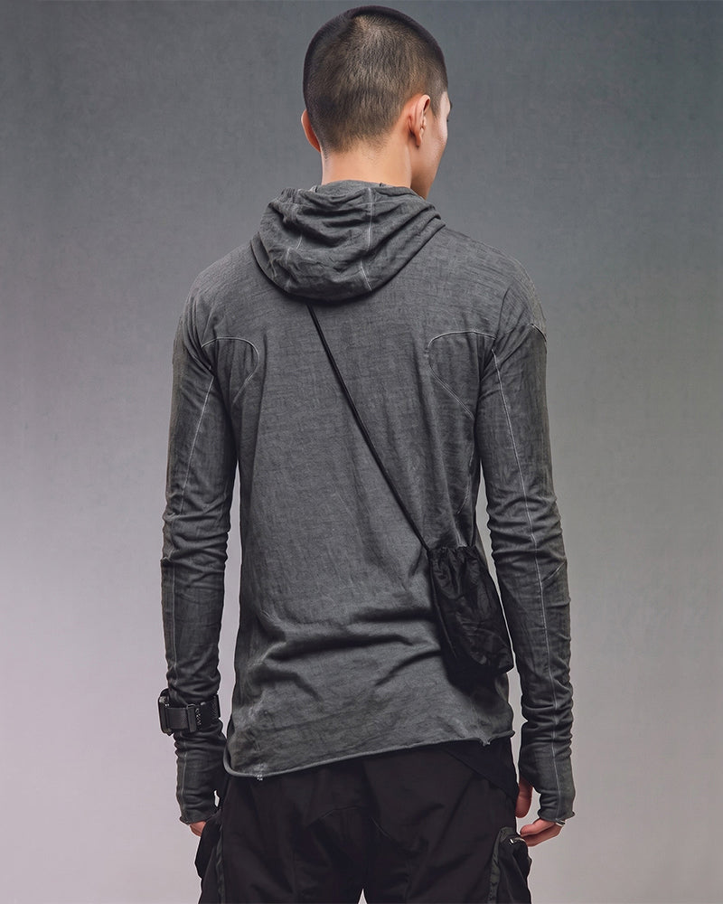 Wasteland Distressed Hooded Masked Long Sleeve T-Shirt