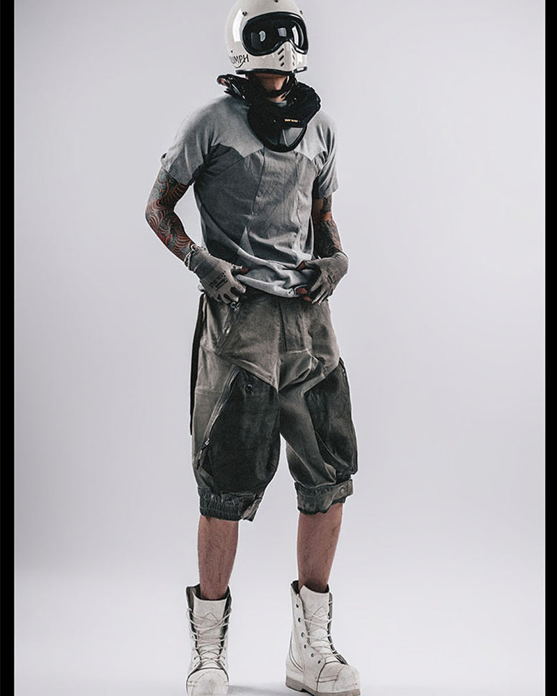 Wasteland Wear 3D Patchwork Distressed Cotton T-Shirt