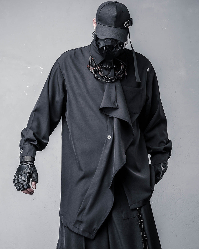 Japanese Asymmetric Ruffle Darkwear Shirt