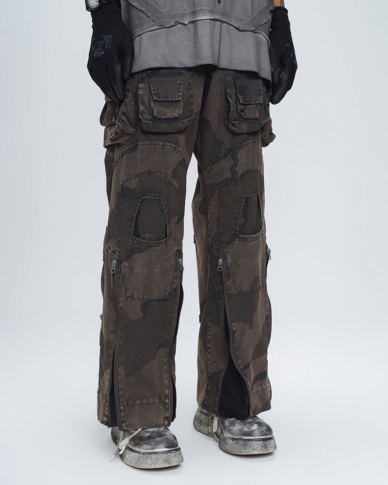 Tactical Camo Multi-Zip Cargo Pants