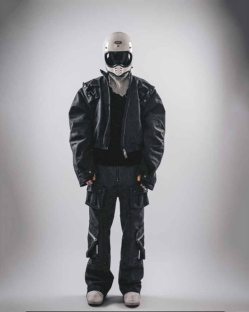 Post-Apocalyptic Deconstructed Cropped Moto Jacket