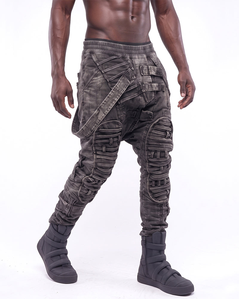 Post‑Apocalyptic Distressed Asymmetric Cargo Pants