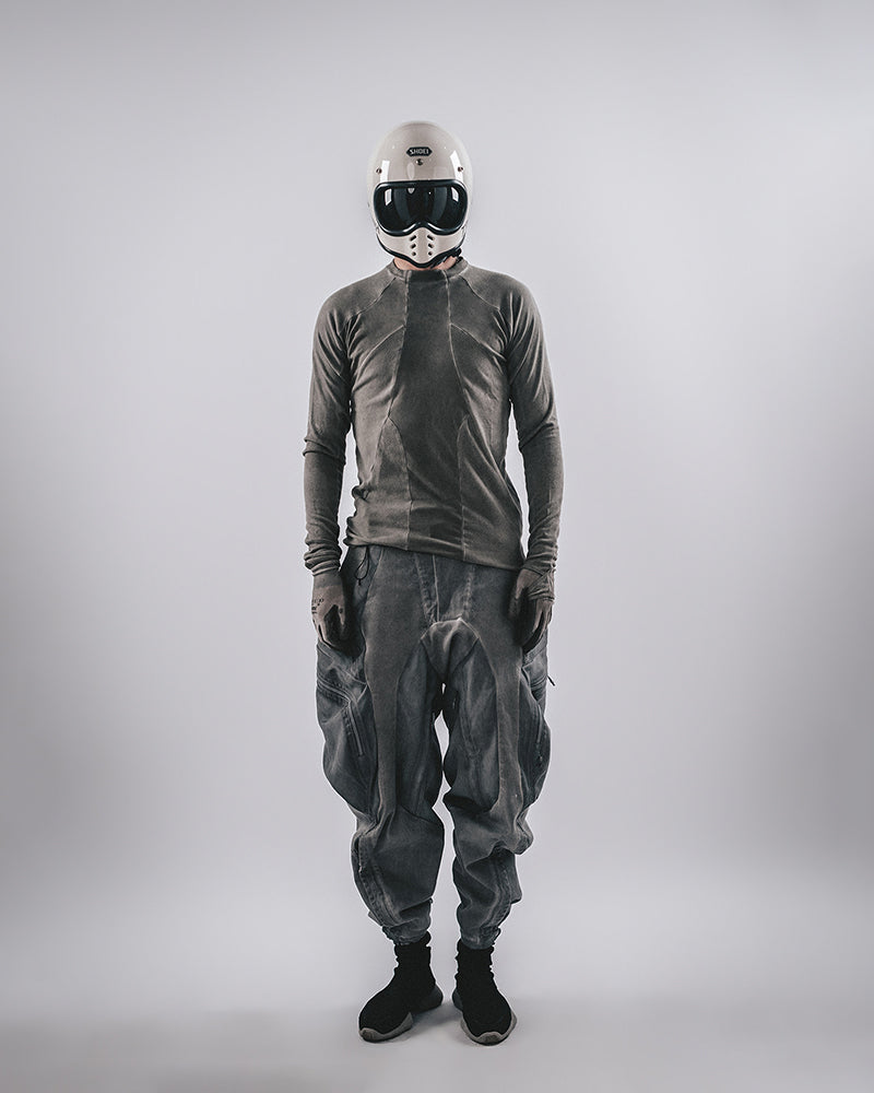 Post-Apocalyptic Asymmetric Panelled Compression Long-Sleeve Tee